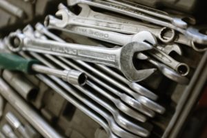 A set of automotive wrenches